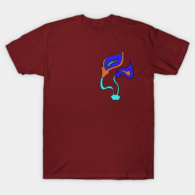 Funky Blue Fire Flowers T-Shirt by VazMas Design